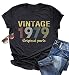 Vintage 1979 Rock Music T Shirt Tops for Women 40 Birthday Gift Short Sleeve Casual Tees Cute Letter Graphic T-Shirt (Large, Dark Grey)