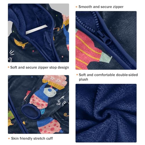 Funny Characters Carry Gifts Girls Fleece Jacket Girls Fall Jacket Girls Zip Up Hoodie Girls Sherpa Jacket 2-10T3