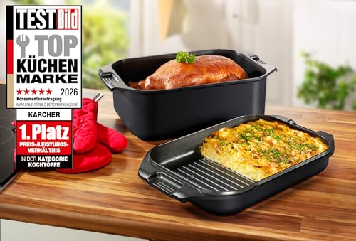 Karcher Bräter mit Deckel, 8,7 Liter, Aluguss, Schwarz, Bräter Induktion – Ansicht 2