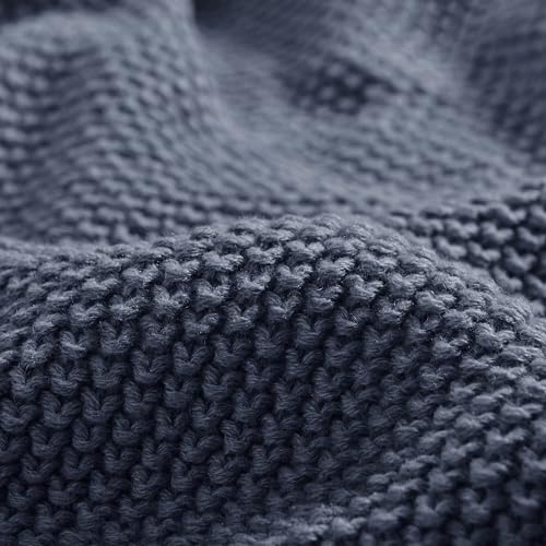 Image of Ink+Ivy Bree Knit Throw Blanket for Bed, Sofa, and Couch, Lightweight, Breathable, Soft & Cozy Summer Blanket, Throw (50 in x 60 in), Indigo