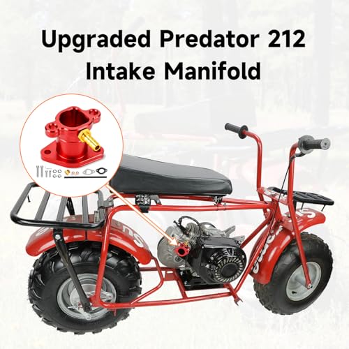 Image of FVRITO 212 Intake Manifold Pipe with Pulse Compatible with Predator 212cc 196cc Coleman CT200U CT200U-EX BT200X Massimo Baja MB200 Mini Bike KT196 Go Kart GX160 GX200 6.5HP Clone Engine Parts Red