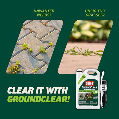 Image of Ortho GroundClear Weed & Grass Killer with Comfort Wand - Kills Dandelions, Chickweed, Crabgrass, Moss & More, OMRI Listed, Ready-to-Use Grass and Weed Killer Spray, 1 gal. (Pack of 4)