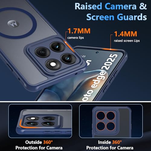 Image of For Motorola Edge 2025 Case,Magnetic [38 N52 Magnets] Military Grade Drop Protection moto edge 2025 case-Full Camera Protection Slim Matte Anti-Slip Phone Cover Protector For Motorola Edge 2025,Blue