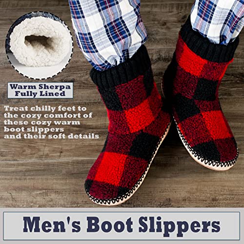Men's Warm Up House Boots, Thick Fuzzy Sherpa Fleece Winter Moccasin Socks Non-slip Soles, Cozy Soft Comfy Indoor Shoes Rubber Grippers2