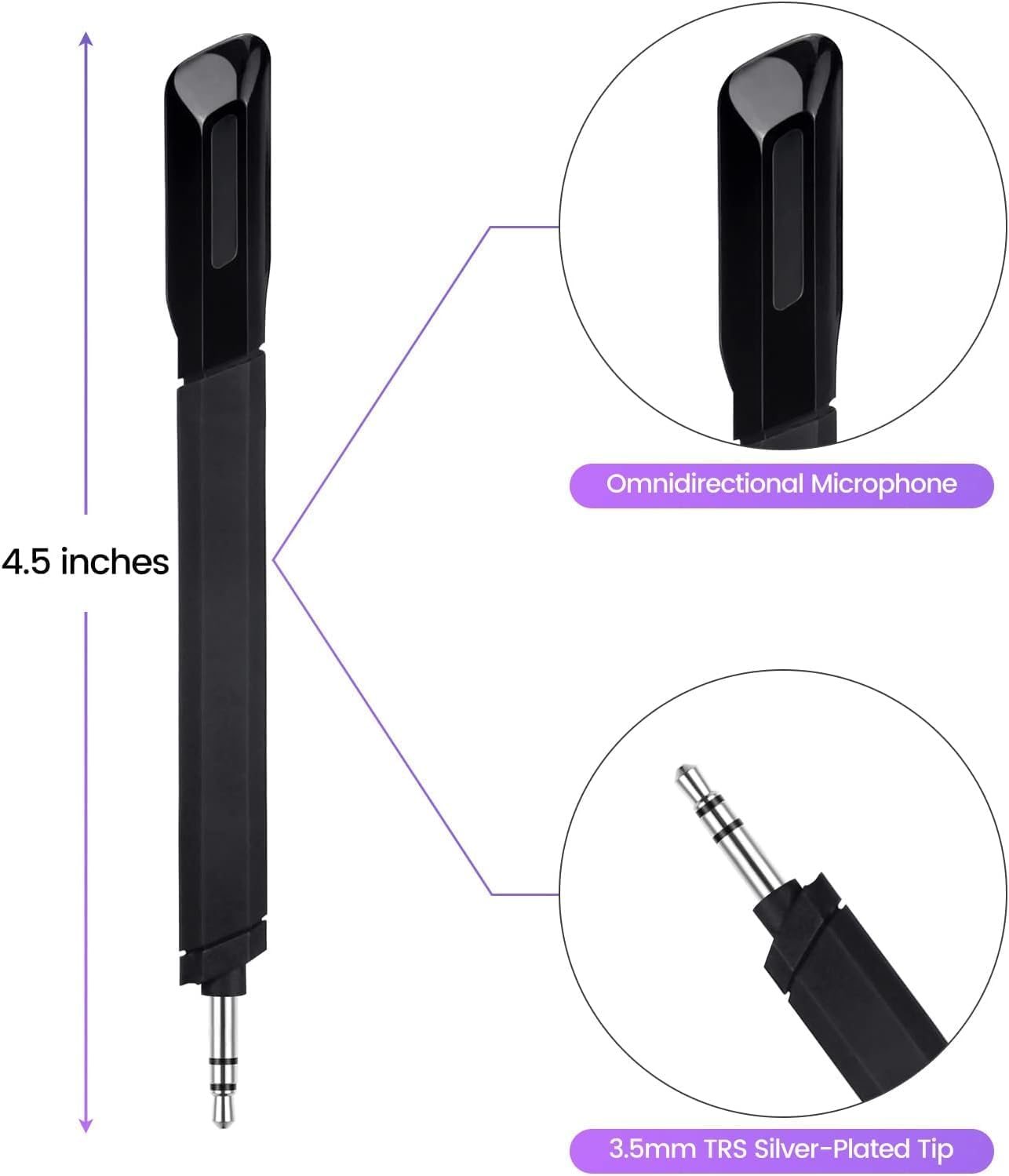 G733 Mic Replacement for Logitech G733 Lightspeed Wireless Gaming Headset, 3.5mm Detachable Noise Cancelling Microphone for PC, Xbox One, PS4, PS5