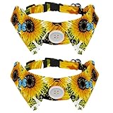 Lot de 2 nœuds papillon réglables pour chien et chat Motif tournesol et papillon Peinture à l'huile