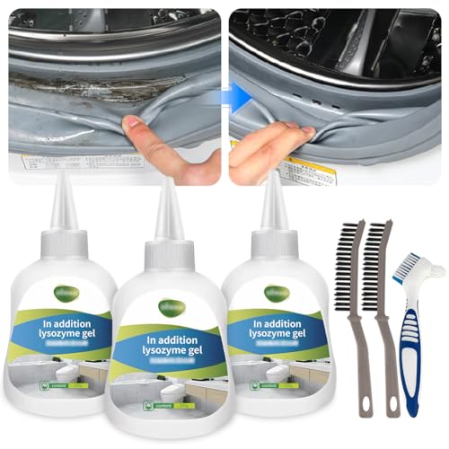 BEYGIH 3PCS Mould Remover, Large Capacity Mould Remover Gel with Brush, Deep Clean Mould Cleaner Gel, Mildew Removal for Fridge Washing Machine Toilet Seal Bathroom Kitchen Sink Tile Grout Stains