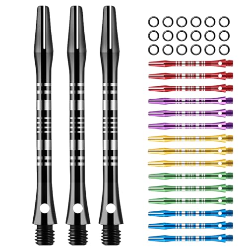 HUANQU 18 Stück Dart Schäfte Aluminium 2BA Dart Shafts Set mit O-Ringen Schaft Dartpfeile kompatibel mit Steel & Soft Darts Dart Zubehör für Anfänger & Profis
