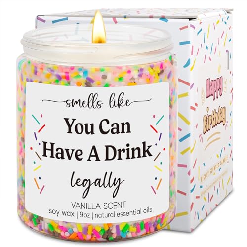 LEADO Scented Candles, 21st Birthday Gifts for Her, Him - Funny 21st Birthday Presents for Daughter, Son, Friend, Girlfriend - Turing 21, 2004 Bday, Cool Gifts for 21 Year Old Male, Female, Boy