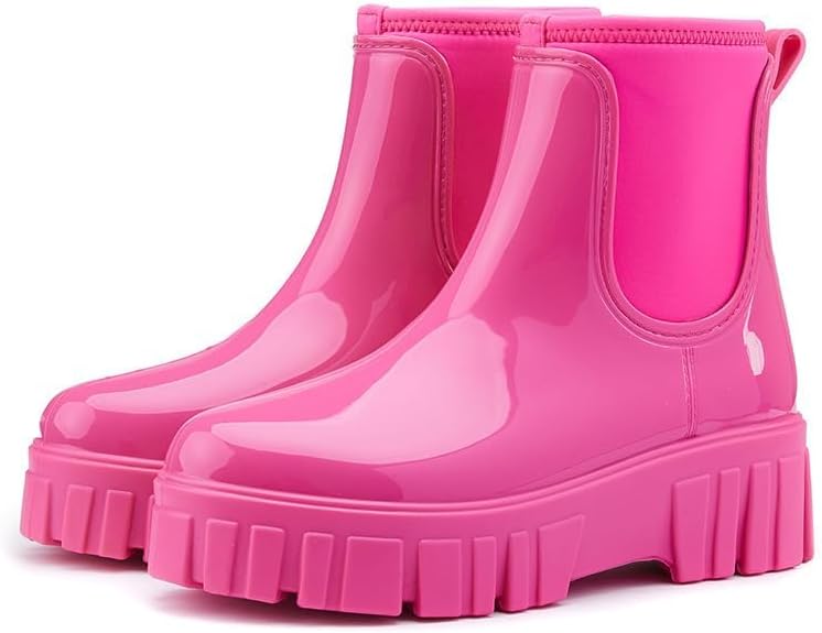 Gets Womens Rain Boots, Waterproof Platform Rubber Chelsea Rainboots, Comfortable Short Shoes Ankle Garden Boots for Outdoor Work - Image 4