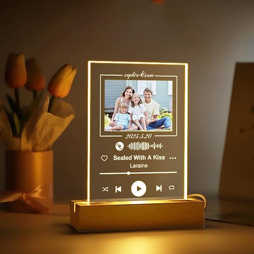 Miniatura 2 de Dreamdecor Regalos personalizados para mamá, álbum de fotos acrílico con placa de Spotify personalizada con luz nocturna, regalos para mamá de hija