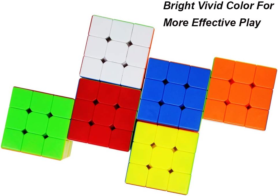 Speed Cube 6 Pack Magic Cube 3x3x3 Cube; Easy Smooth Turning Stickerless Anti-Pop Structure and Durable Puzzle Toys for All Age Kids and Adults, Professional Plays, Christmas Stocking Stuffers