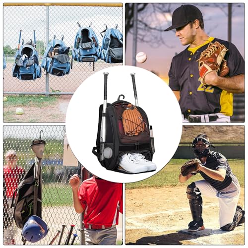 Sac de baseball à dos avec compartiment à chaussures isolé pour ranger casque et battes - 4