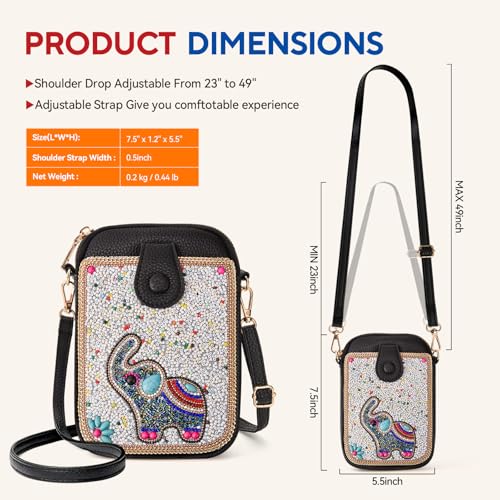 Image of Women's Small Crossbody Cell Phone Bag, Boho Colorful Beaded Purse Wallet with Handmade Cute Patterns
