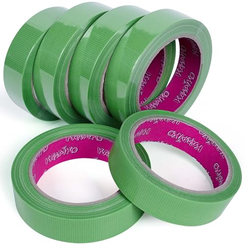 KAWAIKO 養生テープ 緑 25mm×25m はがせる ガムテープ布 仮固定用 窓ガラス 建築養生 リフォーム用 (グリーン, 25mm x 25m x 6ロール)の商品画像（Amazon）