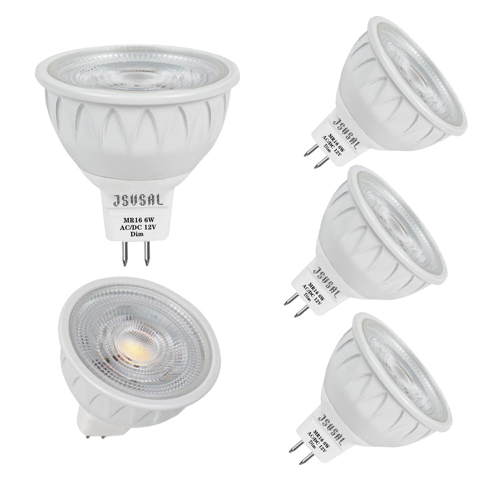 JSVSAL 6W Dimmable MR16 LED Bulb – 4000K Natural White, 15° Narrow Beam, GU5.3 Base, 4-Pack For Track & Landscape Lighting
