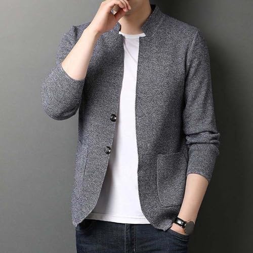 Men's Slim Fit Stand Collar Sweater Knit Cardigan Casual Solid Sweater Button Down Lightweight Sweaters2