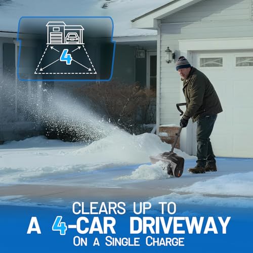 Litheli 20V Cordless Snow Shovel, 12'' Brushless Electric Snow Blower with 4Ah Batteries Included, Lightweight Battery-Powered Snow Thrower for Driveway & Sidewalk - Image 4