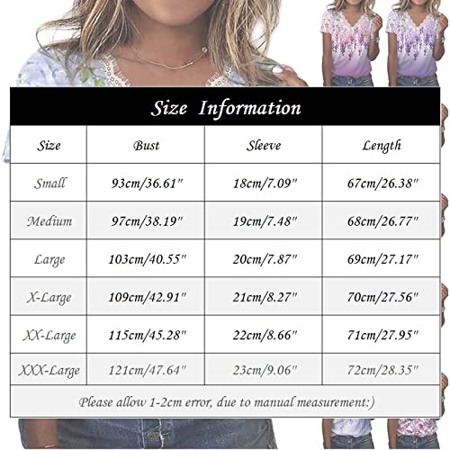 Xiaxogool Boho Women Blouses And Tops Fashion Plus Size Vintage Floral Print Tee Shirts V-Neck Short Sleeve Blouses Lace Patchwork Tunic Shirts 2023 Summer Tops Women's Blouses Blues Xx-Large #TOP1