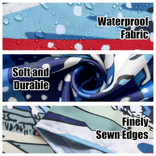 Image of Funny Chubby Cat Monster Shower Curtain Set, Japanese Anime Sunset Ocean Waves Home Bathroom Decor, Polyester Cloth Fabric Bath Curtain with 12 Hooks 72 inch W x 72 inch L