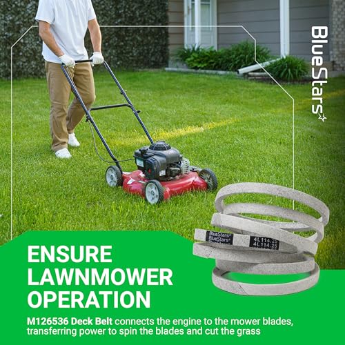Image of BlueStars M126536 Mower Deck Belt | Aramid Cord | 114.25 inch x 0.5 inch | Deck Belt - For 38 inch and 42C Deck John Deere LT133 LT150 LT155 LT160 LT166 LT180 and More