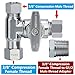 YUHX Brass Angle Stop Add-A-Tee Valve for TOTO Washlet Bidet and Handheld Sprayer, 3/8 Inch Compression Shut Off 3 Way Diverter Connector, 3/8 x3/8