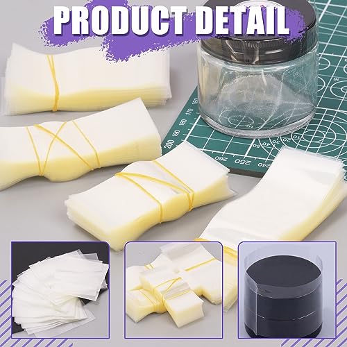 Image of Swpeet 900Pcs 6 Sizes 2.44 inch 2.71 inch 2.95 inch 3.22 inch 3.5 inch Clear PVC Heat Shrink Wrap Bottle Shrink Bands Assortment Kit, Perforated Bottle Shrink Bands Perfect for Bottles, Jars, Cans and Tin Lip Gloss