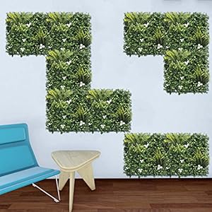 E&K 20" x 20" Artificial Plant Fence Panel Faux Leaves Grass Wall Privacy Screen Panel Decorative for Indoor Outdoor (Style 05, 6 Pcs) EK 20 x 20 Artificial Plant Fence Panel Faux Leaves Grass Wall Privacy Screen Panel Decorative for Indoor Outdoor Style 05 6 Pcs