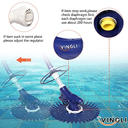 Vingli Automatic Pool Vacuum Cleaner Swimming Pool Vacuum With Additional Hoses & Diaphragms (Blue) #TOP4