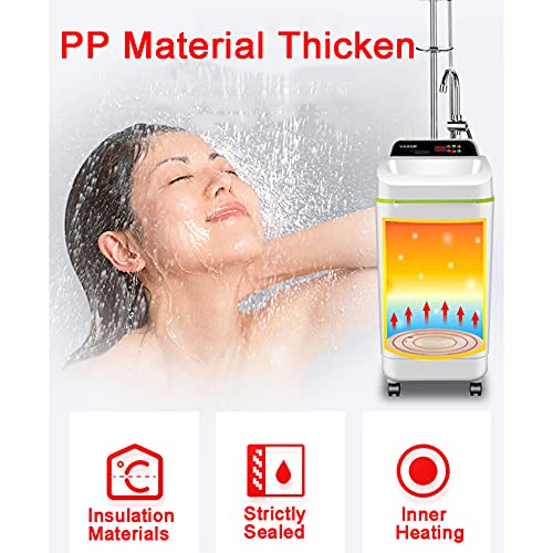 YYUINU 100L Tragbarer Mobiler Dusche Durchlauferhitzer,2000W Elektrische Dusche,Smart LCD-Panel,24-Stunden-Terminheizung,IPX4 Wasserdicht, Blaues Licht Reinigen Von Wasser Funktion,No Faucet Type