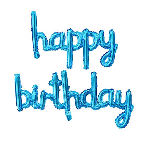 Lowercase Happy Birthday Balloons Letter Banner Foil Aluminum Party Supplies Decorations (4 Blue)
