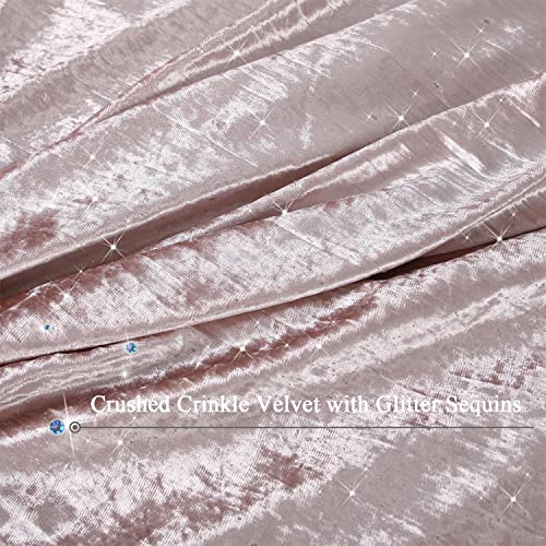 Yinfung Crushed Velvet Duvet Cover Luxury Queen Pink Blush Girl Women Crinkle Velvet Boho Winter Cotton Glossy Sparkle Glitter Starry Vibrant Textured 90×90 Bedding Set #TOP4