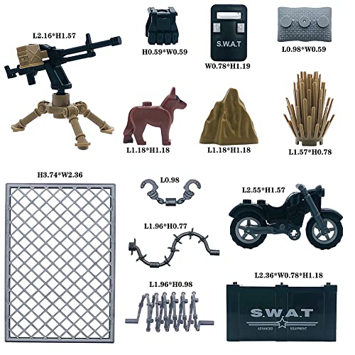 Tacyillu Weapons Pack Military Toy Swat Team Battle Building Blocks Set Combat Weapon Guns Accessories Pack Motorcycles Mini Figures Kit For Boys Age 6+ Gifts,Perfect Combination With Major Brands #TOP2