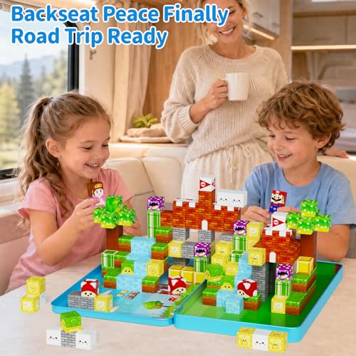 Image of Mini Magnetic Blocks for Kids Travel: 100PCS Portable Tin & Tiles