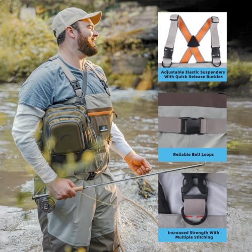 Image of Trudave Fishing Waders, Waterproof Chest Waders for Men & Women, Lightweight Insulated Stockingfoot Waders Breathable Fly Fishing Waders for Fishing Hunting