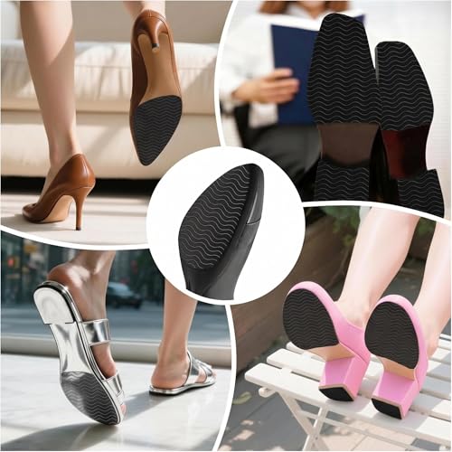 Image of 6 Pcs Shoe Sole Protector - Self-Adhesive Anti-Slip Grips for High Heels & Boots & Dress Shoes, Non-Slip Shoe Bottom Pads for Women (6 x 4 Inches, Black)