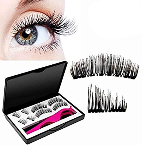 Natural Magnetic False Eyelashes 3D Magnets Dual Magnets,Elisabeh Ultra Thin Reusable Fiber Dual Magnetic Eyelashes,Easy to Apply,Lightweight