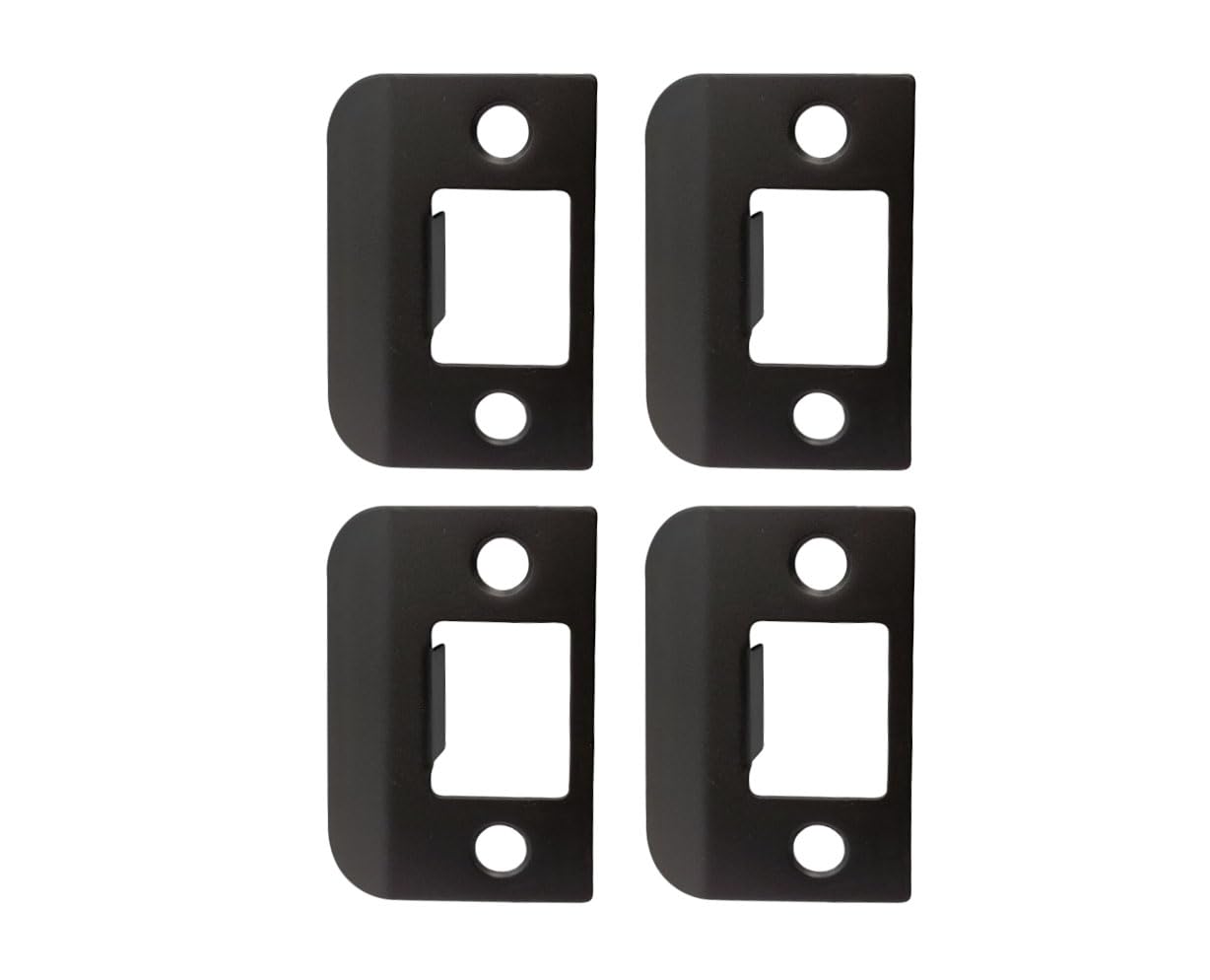 QCAA Solid Brass Extended Lip Strike, 1-1/2"X2-1/4", Oil-Rubbed Bronze, 4 Pack, Made in Taiwan