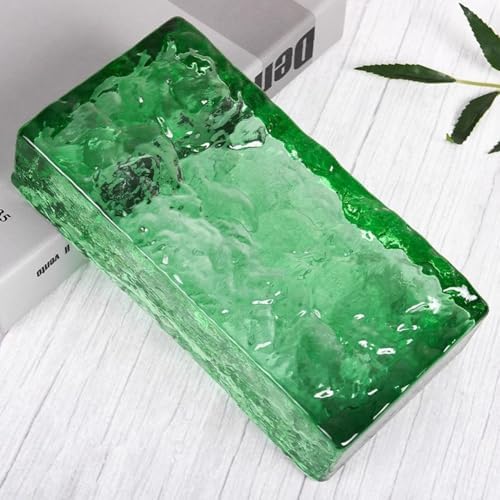 High Transparency Glass Blocks, Solid Crystal Brick Partition Wall Light Transmission & Allowing Privacy for Home, Office, DIY Project(Green,2PCS)