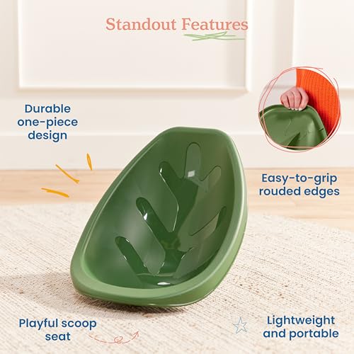 Image of ECR4Kids Plastic Leaf Scoop Floor Rocker Seat, Classroom Furniture, Hunter Green, 6-Piece
