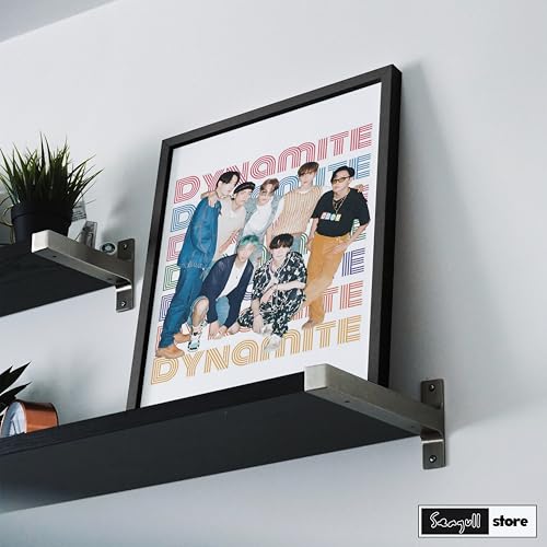 Image of Seagull Store BTS Dynamite Disco Pop Framed Poster | 8x12 Inch | 300 GSM Art Paper | Matte Laminated | Black Frame | Ready to Hang Wall Decor for Bedroom & Office