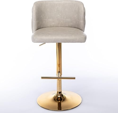 Miniatura 4 de Juego de 2 taburetes de bar, taburetes de bar giratorios ajustables con respaldo copetudo y reposapiés, taburetes de cocina tapizados de poliuretano