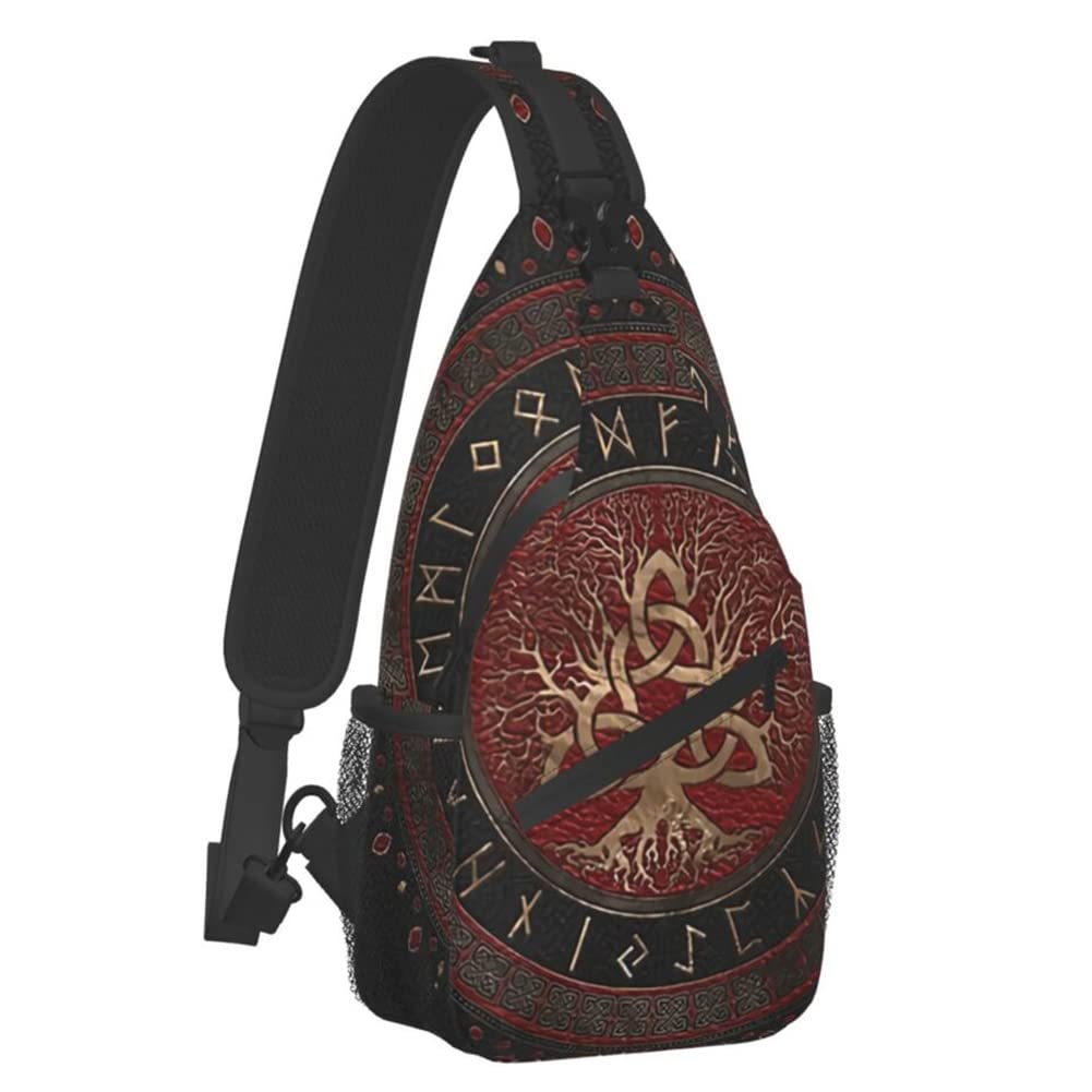 Sac Taille Bandoulière Viking pour Hommes, Sac Poitrine Imprimé Nordique Sac bandoulière Sport Voyage Gym Entraînement Déplacements