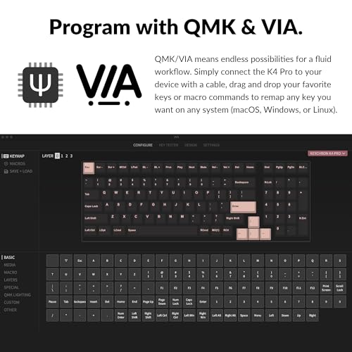 Image of Keychron K4 Pro QMK /VIA Bluetooth Wireless Mechanical Keyboard, 96% Layout Custom Programmable Gaming Keyboard with White Backlit, Hot-Swappable K Pro Red Switch for Mac Windows Linux - White
