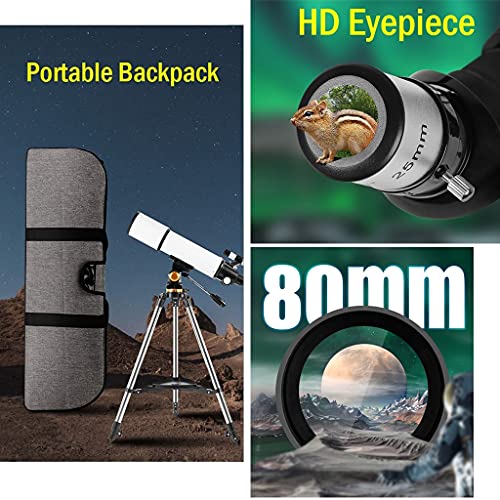 Telescopio para principiantes YXCKG 80mm para astronomía miniatura 4