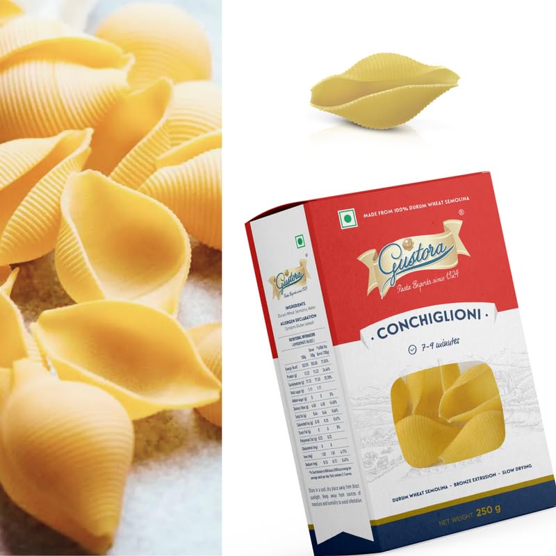 Image of Gustora Durum Wheat Semolina Conchiglioni Pasta Combo, 500g I Vegetarian Pasta I Rich in Fibre & Protein (250g X 2)