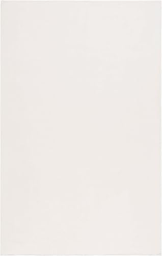 Miniatura 3 de Safavieh Alfombra de área de colección de piel de conejo sintética, 3 x 5 pies, beige, lavable a máquina, antideslizante, diseño sólido, ideal para