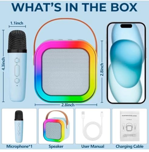 Image of PerfX Wireless Karaoke Speaker with Microphone | Portable Bluetooth Speaker for Singing & Gifting with Voice Changer | Upto 8+ Hours of Playback | Bluetooth v5.3, SD Card & AUX in