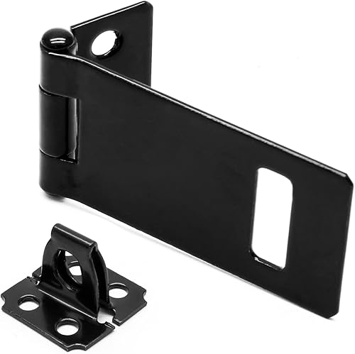 Miniatura 4 de Biaungdo Cerrojo de candado de 2 pulgadas, 4 piezas de cierre deslizante de puerta de seguridad pintado negro con tornillos para puerta de puerta,