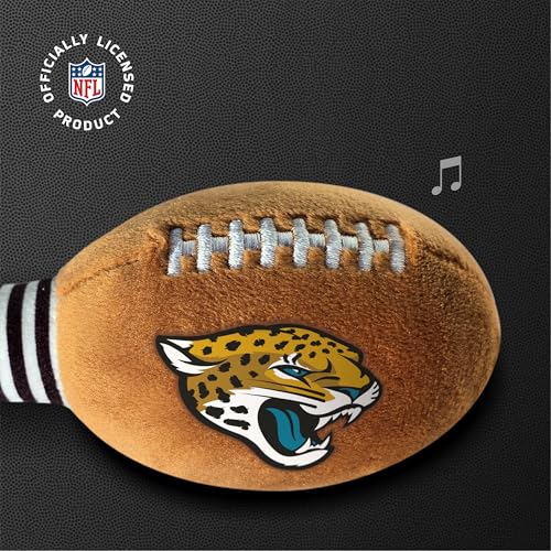 Image of Jacksonville Jaguars Plush Football Rattle by Smilo - Officially Licensed NFL Baby Rattle Toy - Soft Baby Rattle with Bell - for Babies and Toddlers from 3 Months